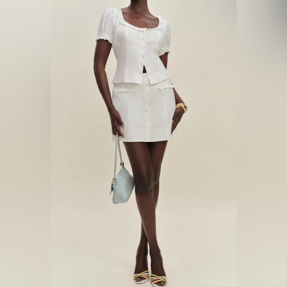Reformation Janell Two Piece Ivory - Size 2 - Picture 3 of 9